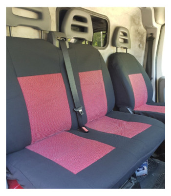 huse scaune auto fata IVECO Daily V 2011-2014 - Culoare: negru + rosu