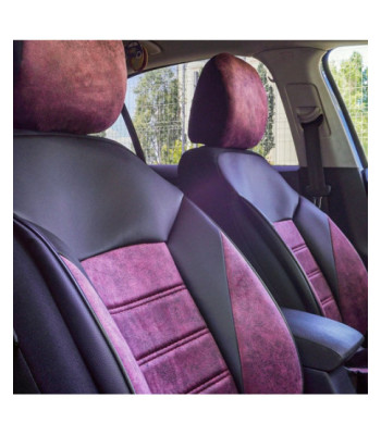 Set huse scaune auto compatibile BMW Seria 3 E46 1997-2004 - Diamond - Culoare: negru + mov