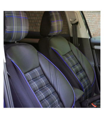 Set huse scaune auto compatibile OPEL Corsa C 2000-2007 - Sport - Culoare: negru + albastru