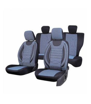 Set huse scaune auto compatibile BMW Seria 3 E90 / E91 2004-2011 - City - Culoare: negru + albastru