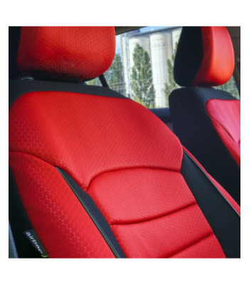 Set huse scaune auto compatibile MERCEDES Clasa C W204 2008-2015 - Urban - Culoare: negru + rosu