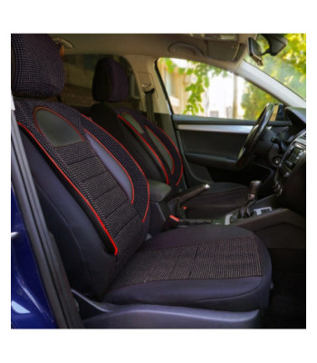 Huse scaune auto compatibile SKODA Rapid 2012-2019 - Racing - Culoare: negru + rosu