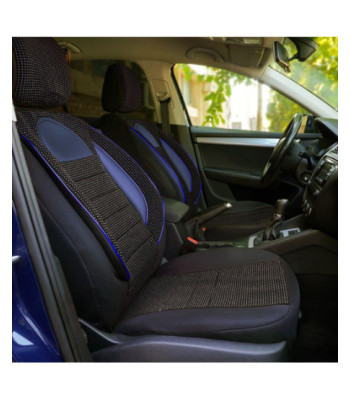 Huse scaune auto compatibile SKODA Octavia II 2004-2013 - Racing - Culoare: negru + albastru