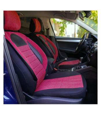 Huse scaune auto compatibile SKODA Rapid 2012-2019 - Racing - Culoare: negru + rosu