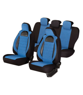 Huse scaune auto AUDI A4 B6 2000-2006 - Racing - Culoare: negru + albastru