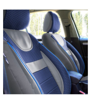 Set huse scaune auto compatibile DACIA Logan I 2004-2012 - Dynamic - Culoare: gri + albastru