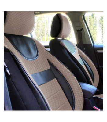 Set huse scaune auto compatibile FORD Fiesta V 2002-2008 - Dynamic - Culoare: negru + bej