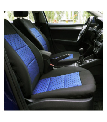 Huse scaune auto compatibile MERCEDES Clasa C W203 2000-2007 - Premium Lux - Culoare: negru + albastru