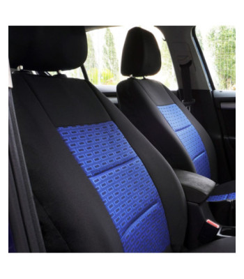 Set huse scaune auto compatibile SKODA Fabia II 2007-2014 - Premium Lux - Culoare: negru + albastru