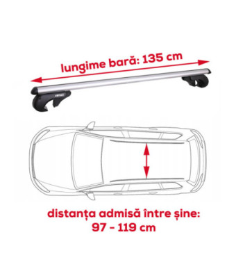 Bare portbagaj cu cheie SKODA Yeti 2009 - 2017 - 135 cm - Aluminiu - AMIO Polonia