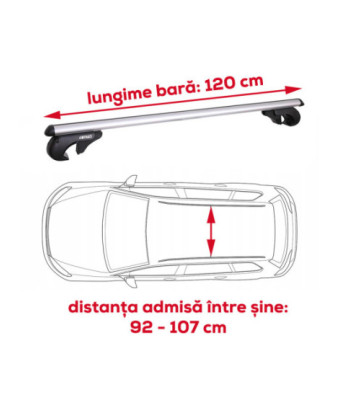 Bare transversale portbagaj RENAULT Laguna I 1998-2001 (Facelift) Combi - 120 cm - Aluminiu - AMIO Polonia
