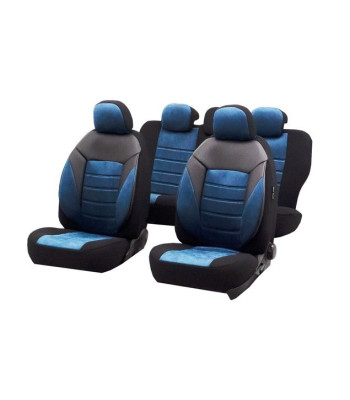 huse scaune auto compatibile DACIA Sandero I 2008-2012 - Culoare: negru + albastru