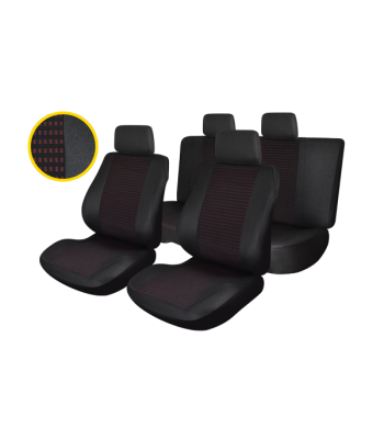huse scaune auto compatibile CHEVROLET Aveo I 2002-2011 - Culoare: negru + rosu