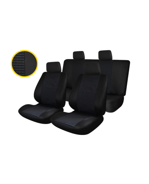 huse scaune auto compatibile DACIA Sandero II 2012-2020 - Culoare: negru + albastru